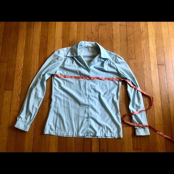 70s Vintage Baby Blue Collared Disco Shirt - Picture 4 of 8